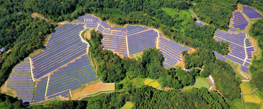 Hitachiomiya 2 Solar Project aerial view in Japan