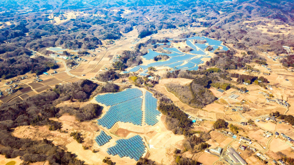 Aerial view of solar power projects in Taiwan