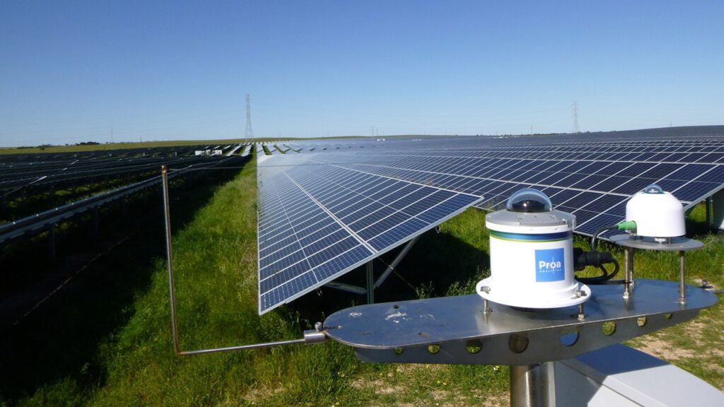 Tailem Bend Solar Farm in South Australia with photovoltaic panels and monitoring equipment for energy forecasting and grid integration